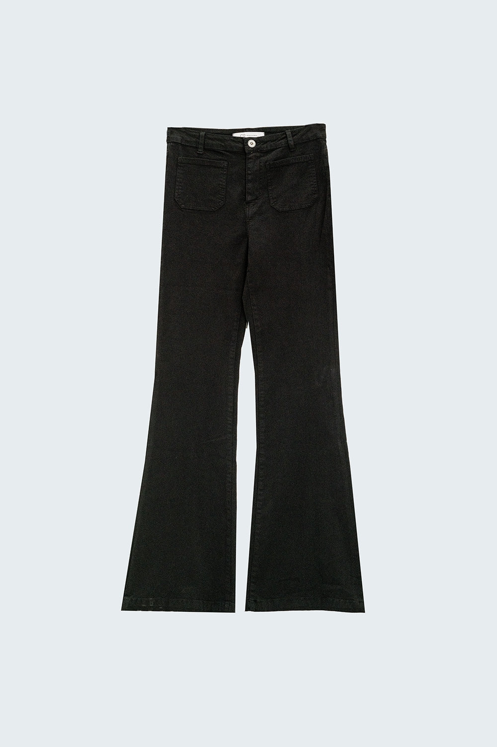 Jean évasé skinny noir avec poches sur le devant