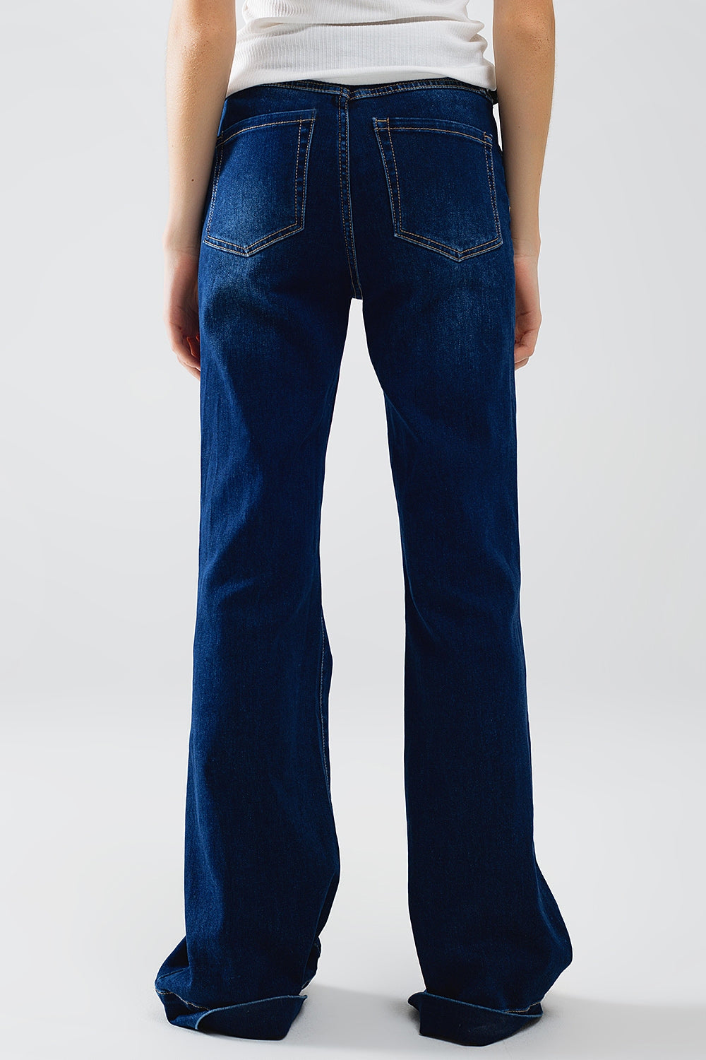Jean évasé taille haute bleu foncé