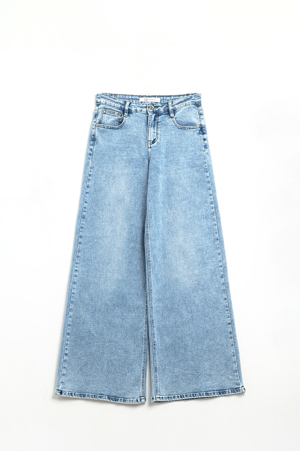 Q2 Jean large à délavage clair