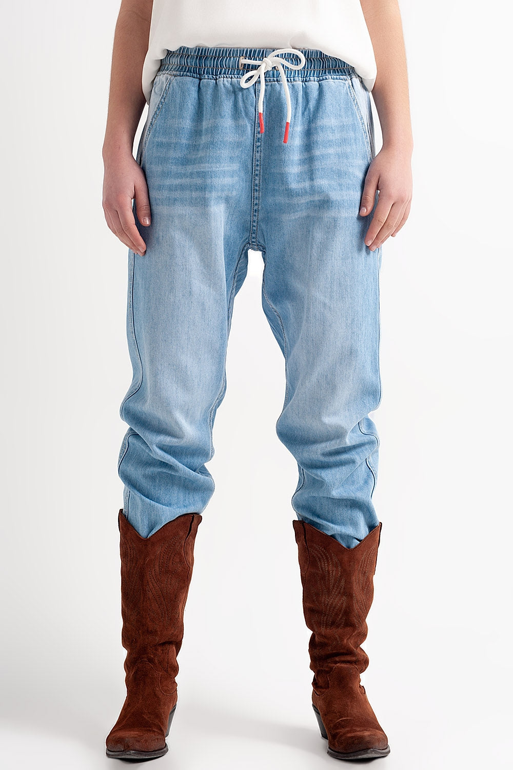 Jean léger style jogger - Bleu délavé moyen