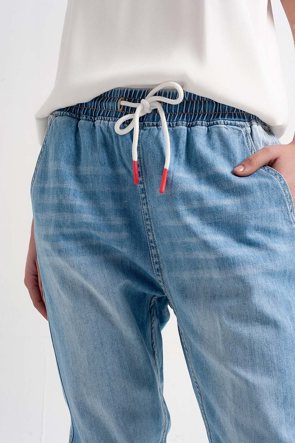 Jean léger style jogger - Bleu délavé moyen