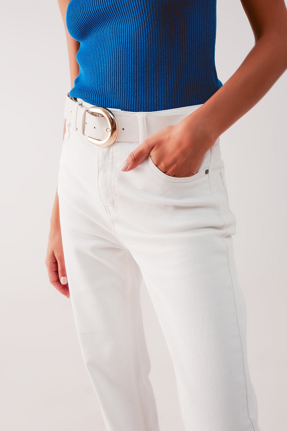 Jean mom ample à taille haute crème