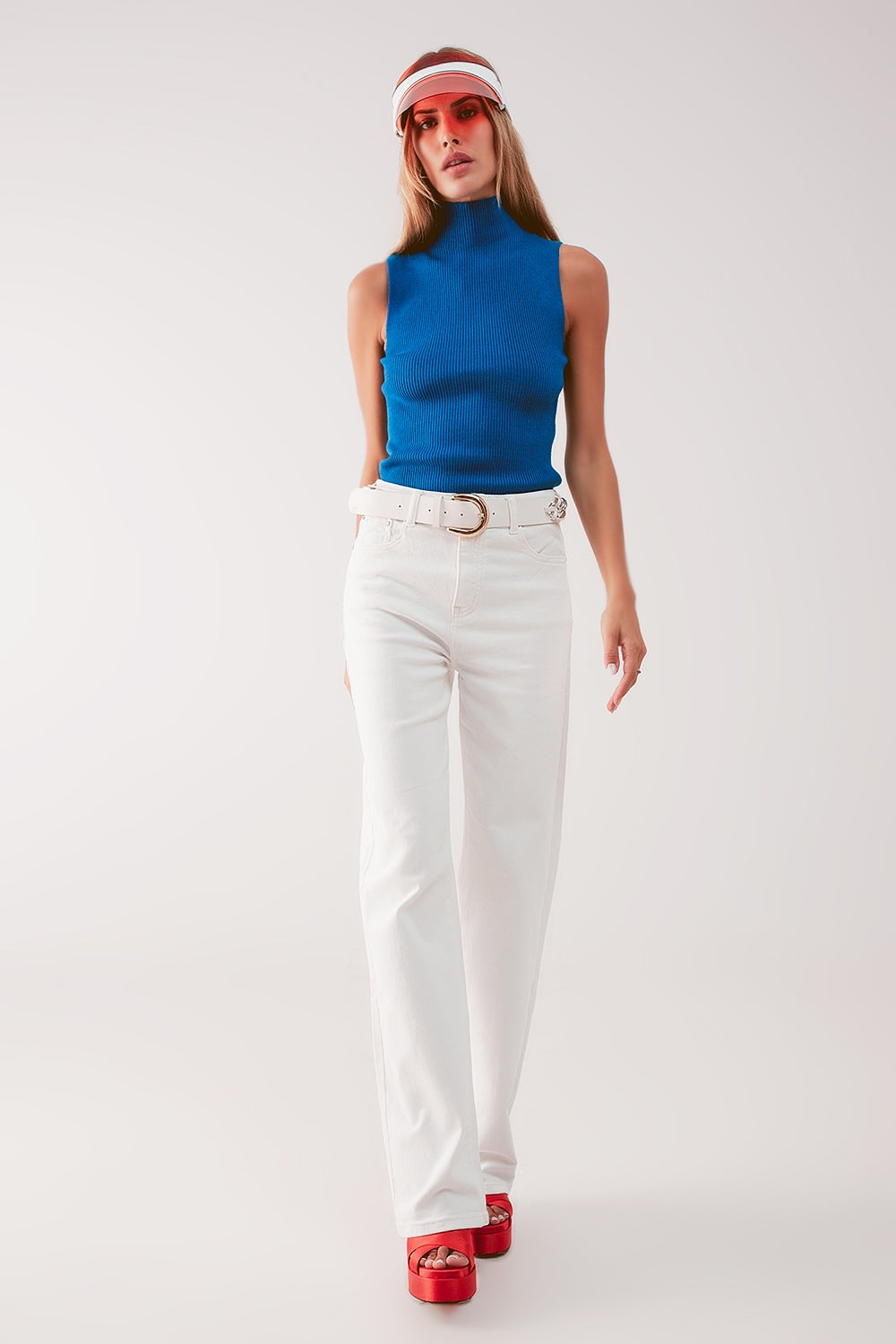Jean mom ample à taille haute crème