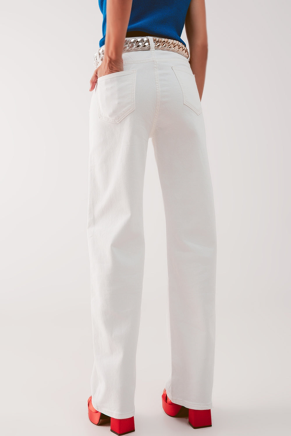 Jean mom ample à taille haute crème