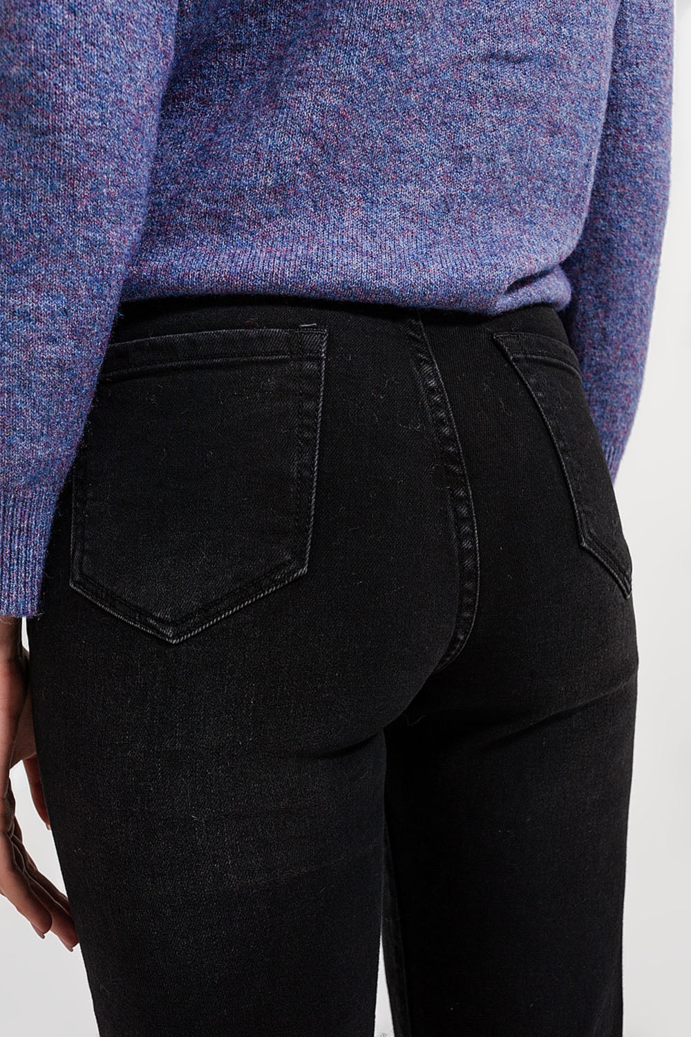 Jean mom ample à taille haute noir