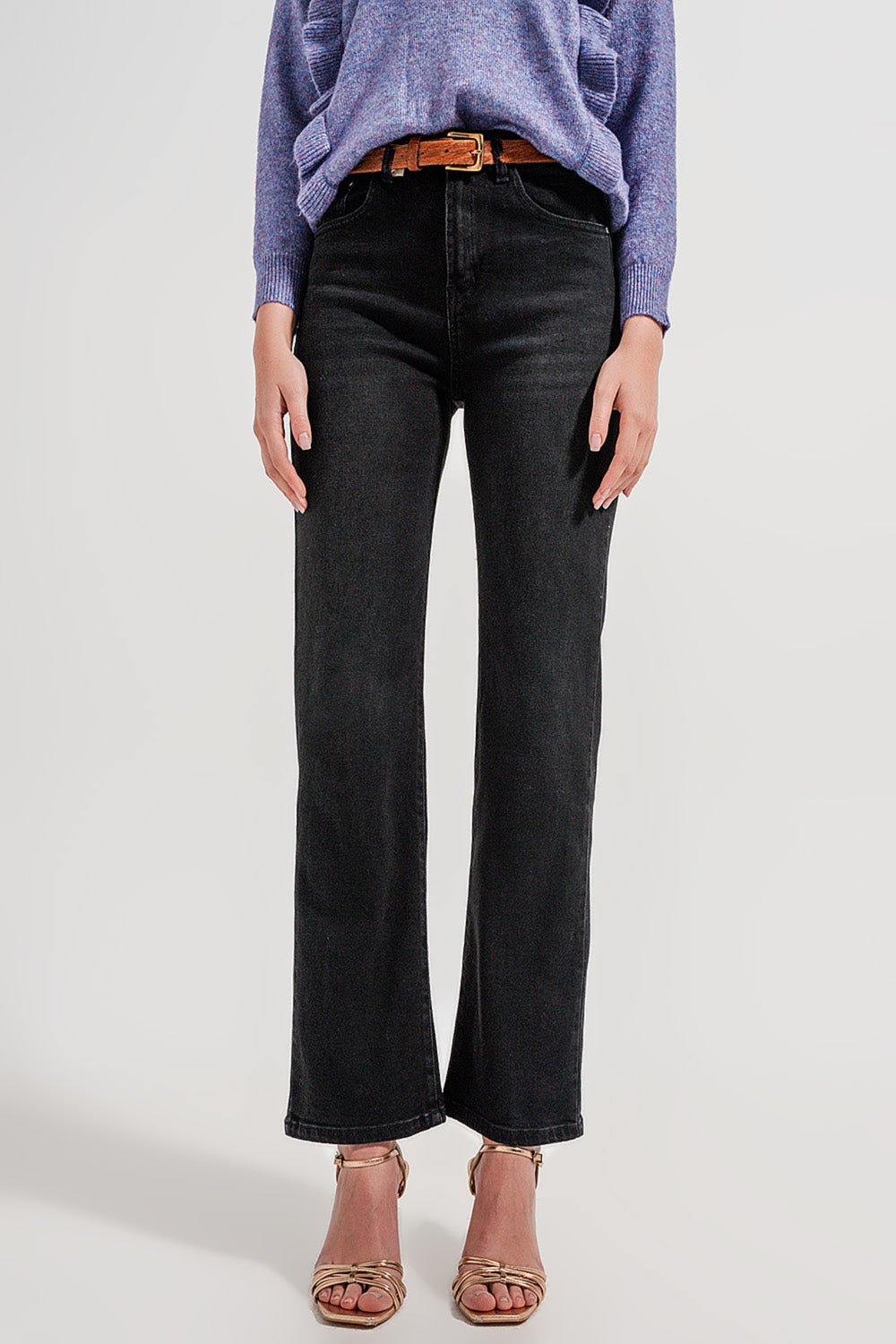 Jean mom ample à taille haute noir