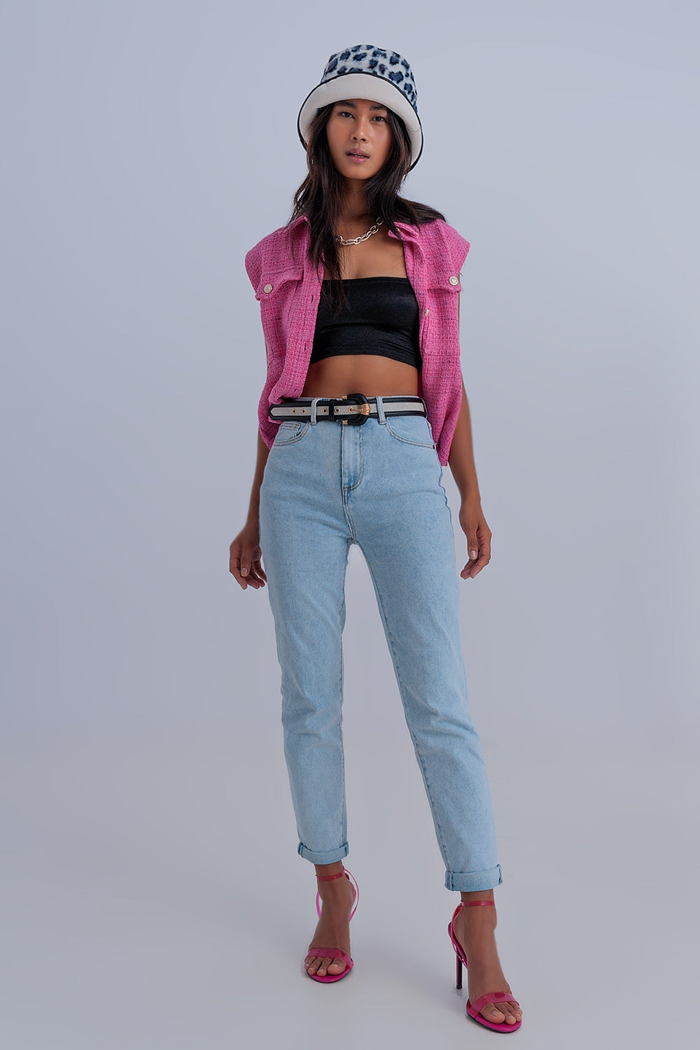 Jean mom basic Délavage clair