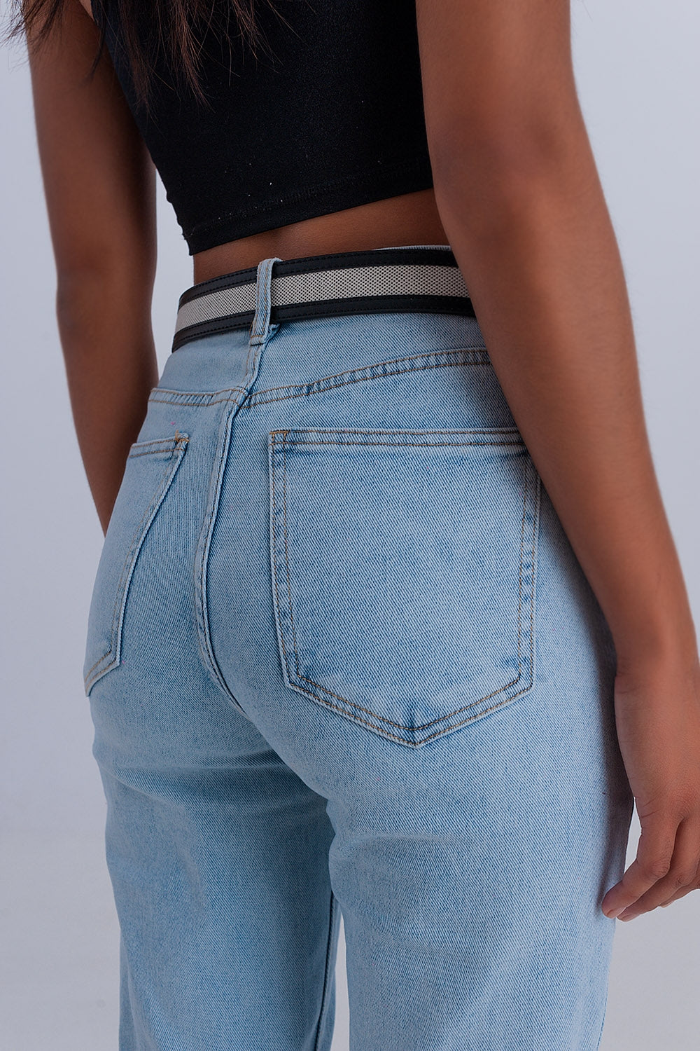 Jean mom basic Délavage clair