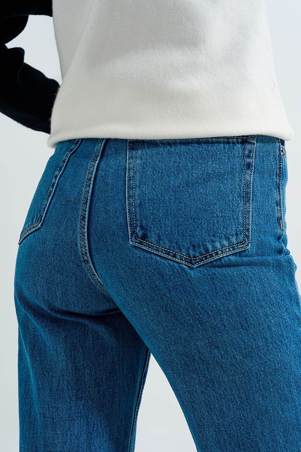 Jean mom taille haute Bleu