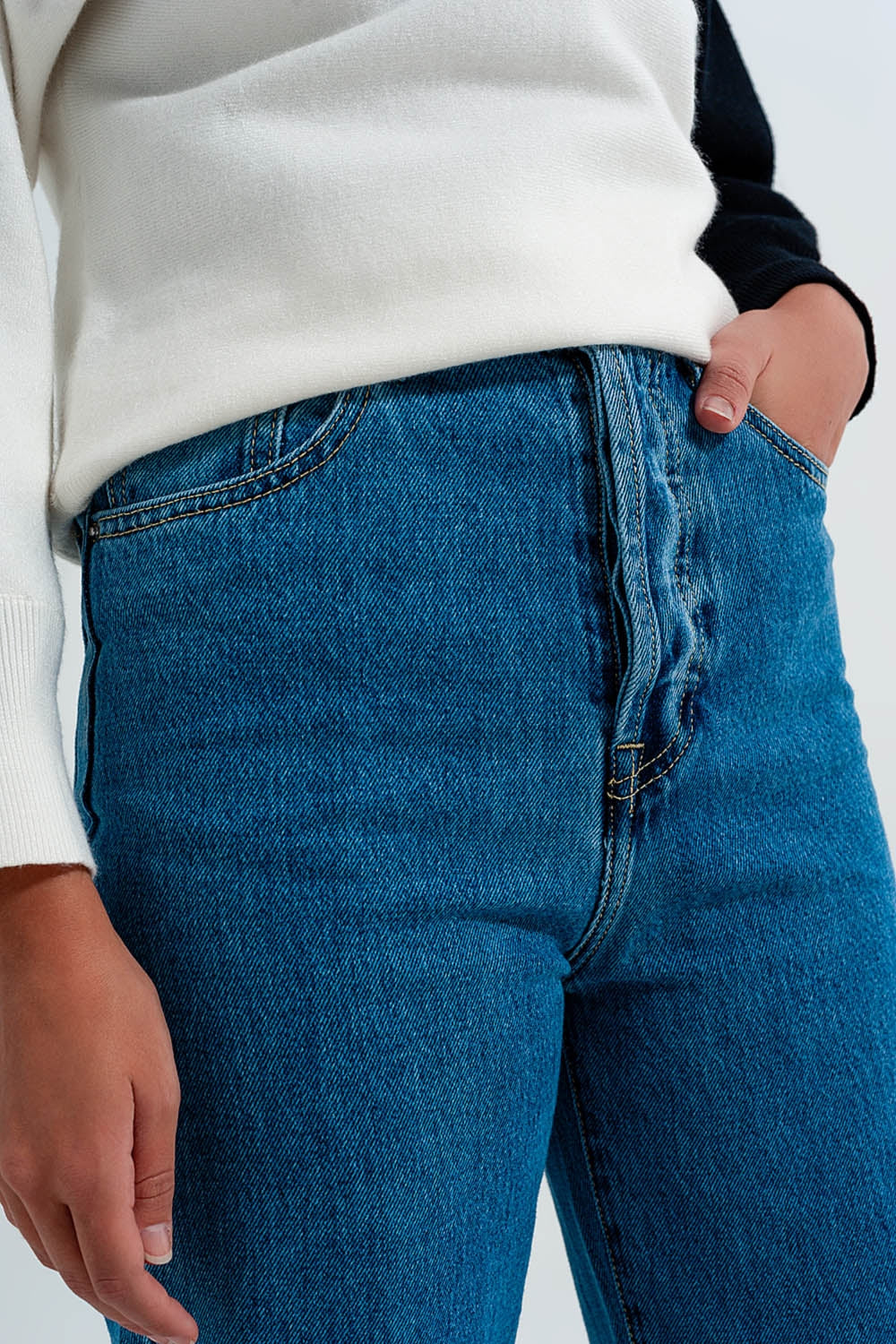 Jean mom taille haute Bleu