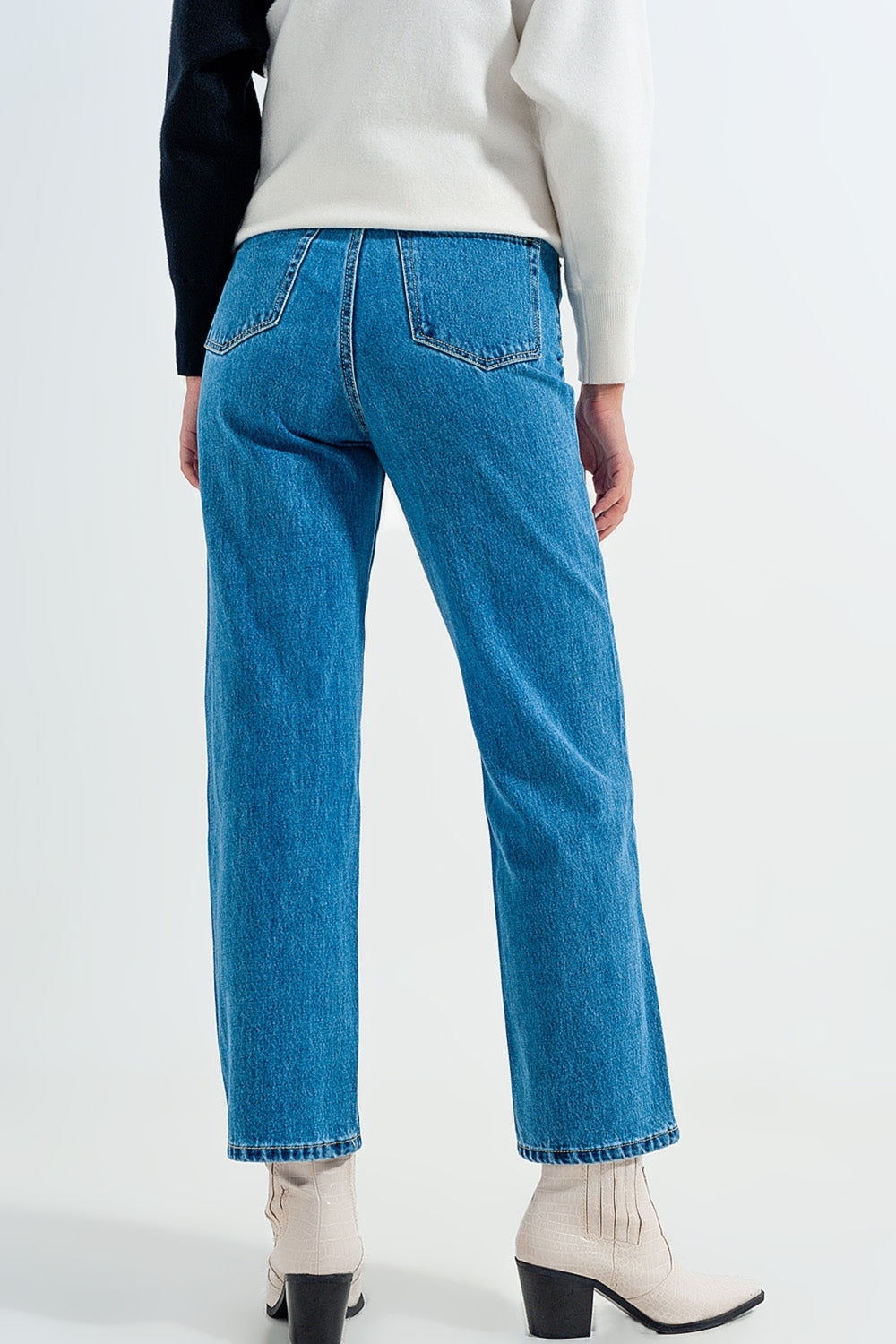 Jean mom taille haute Bleu