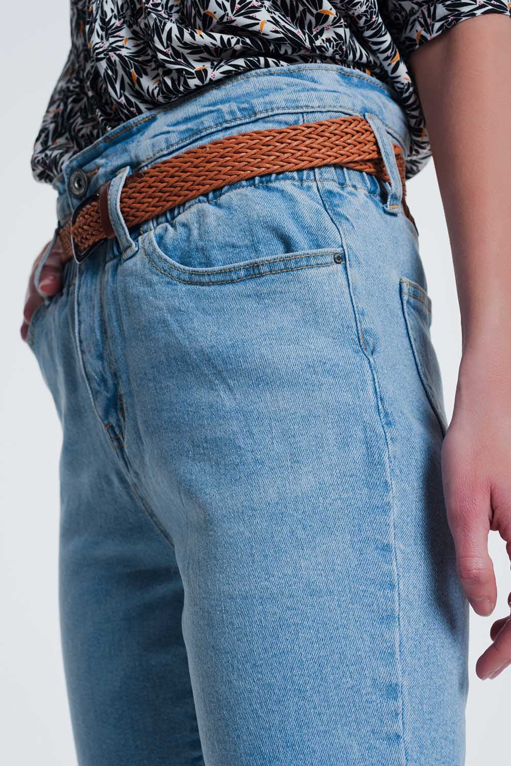 Jean mom taille haute delavage vintage moyen