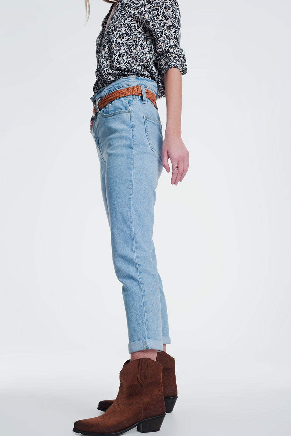 Jean mom taille haute delavage vintage moyen