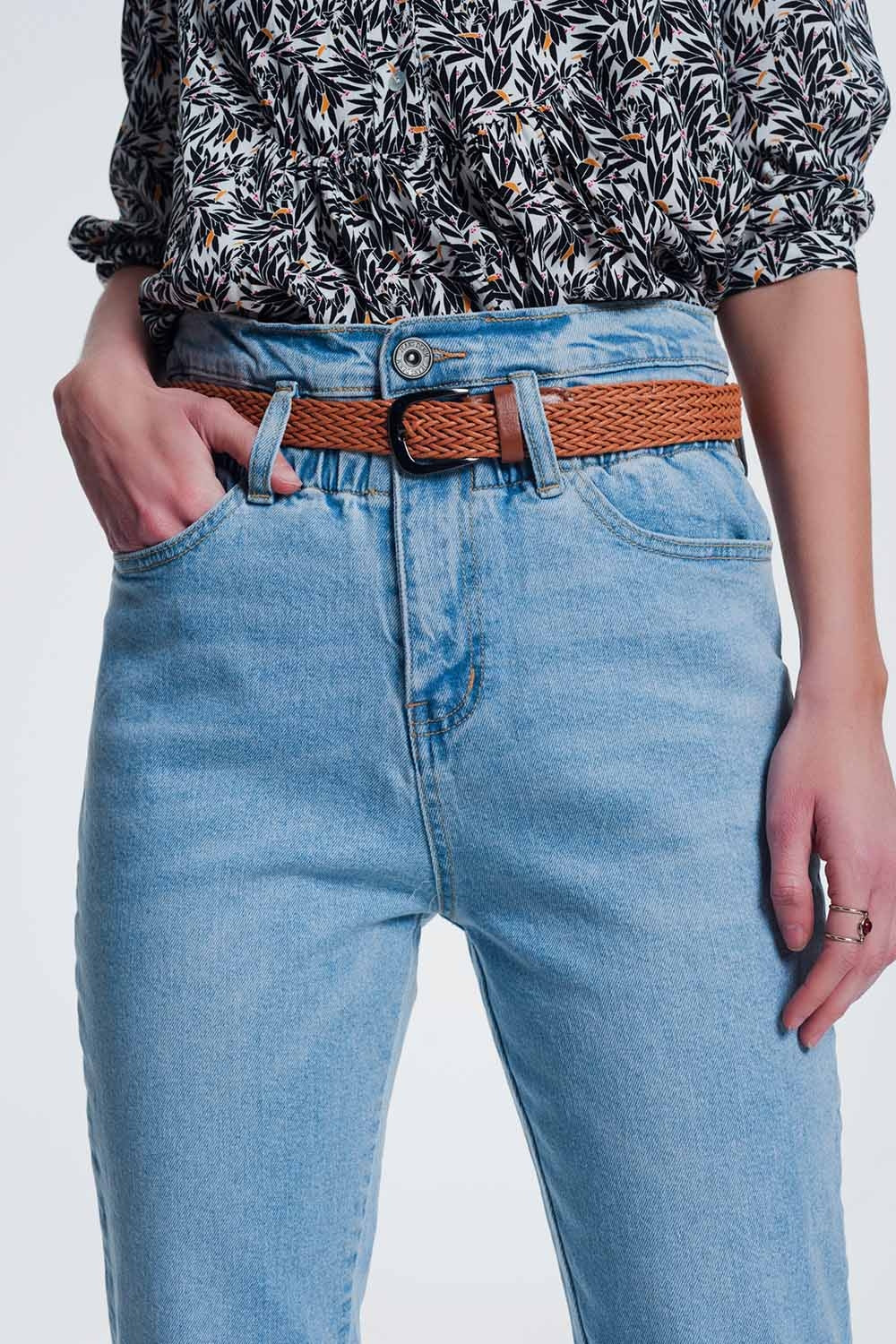 Jean mom taille haute delavage vintage moyen