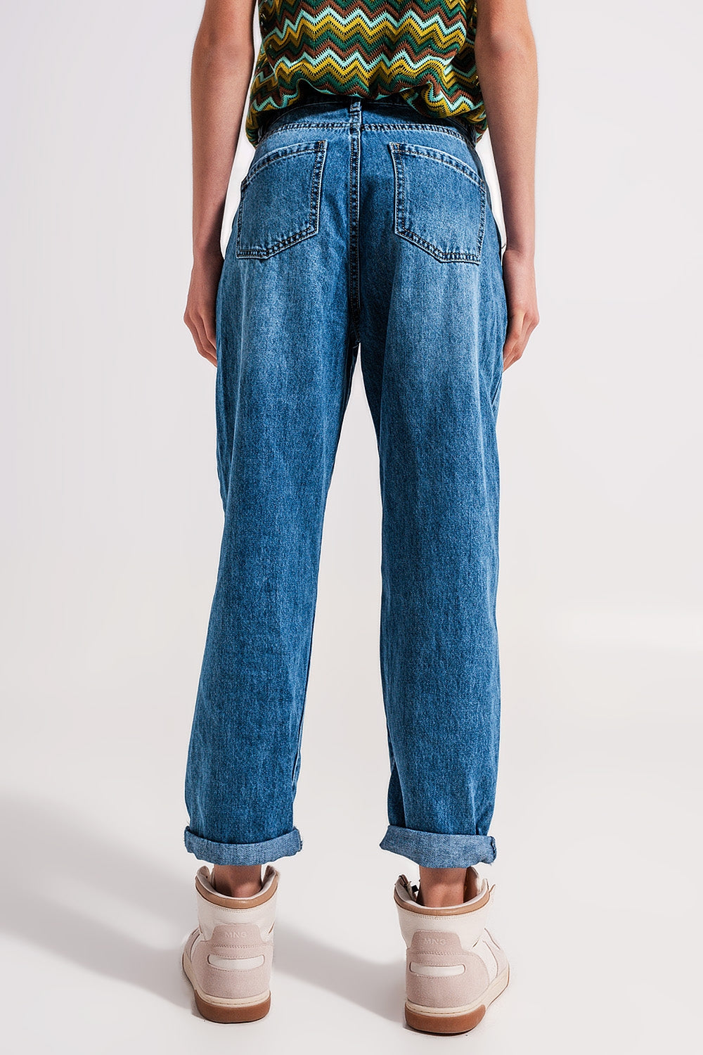 Jean mom taille haute en coton
