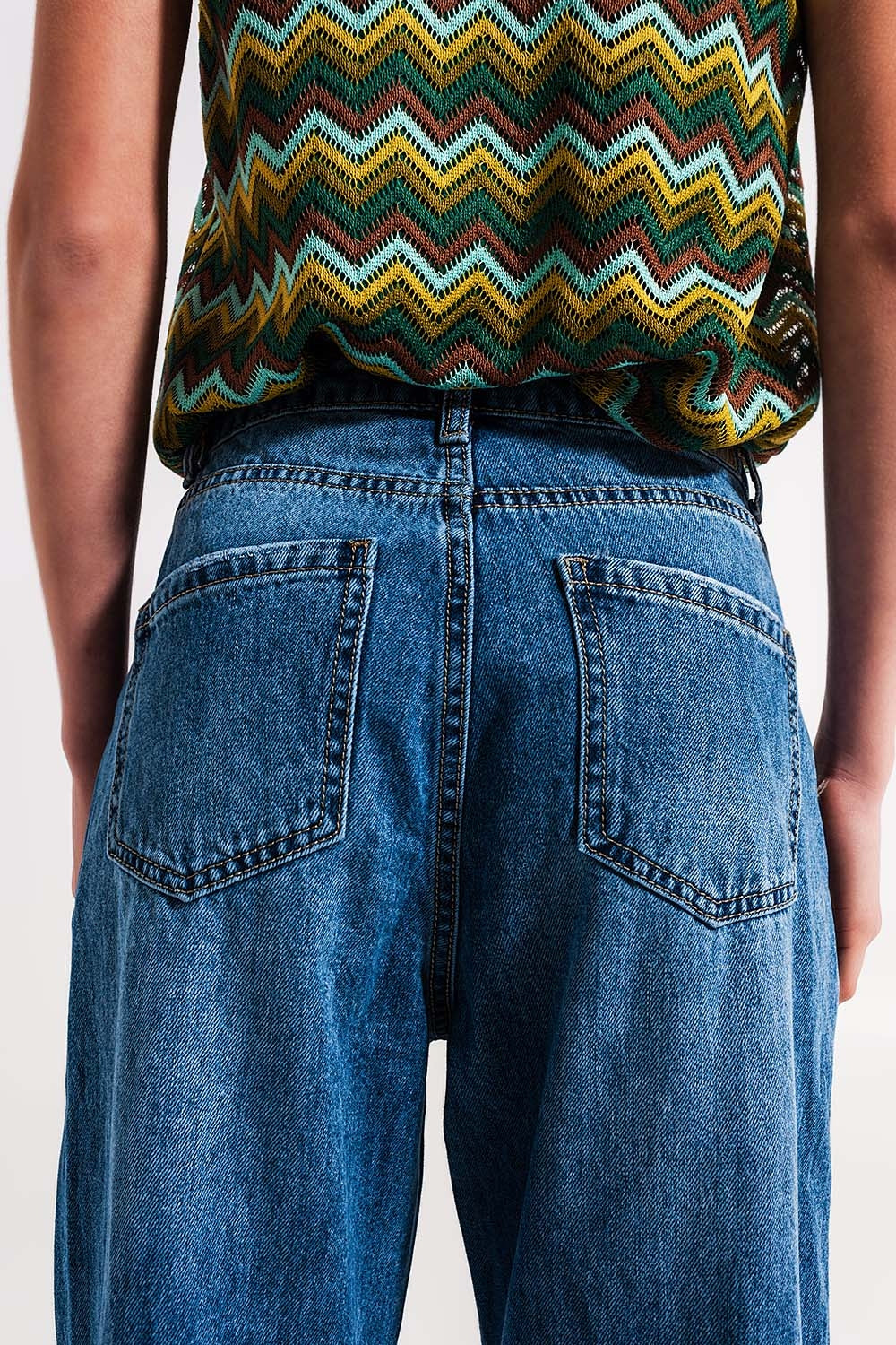 Jean mom taille haute en coton