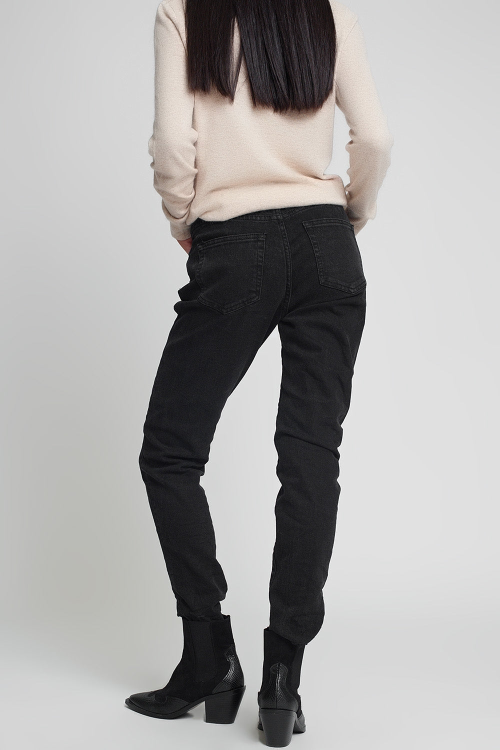 Jean mom taille haute Noir