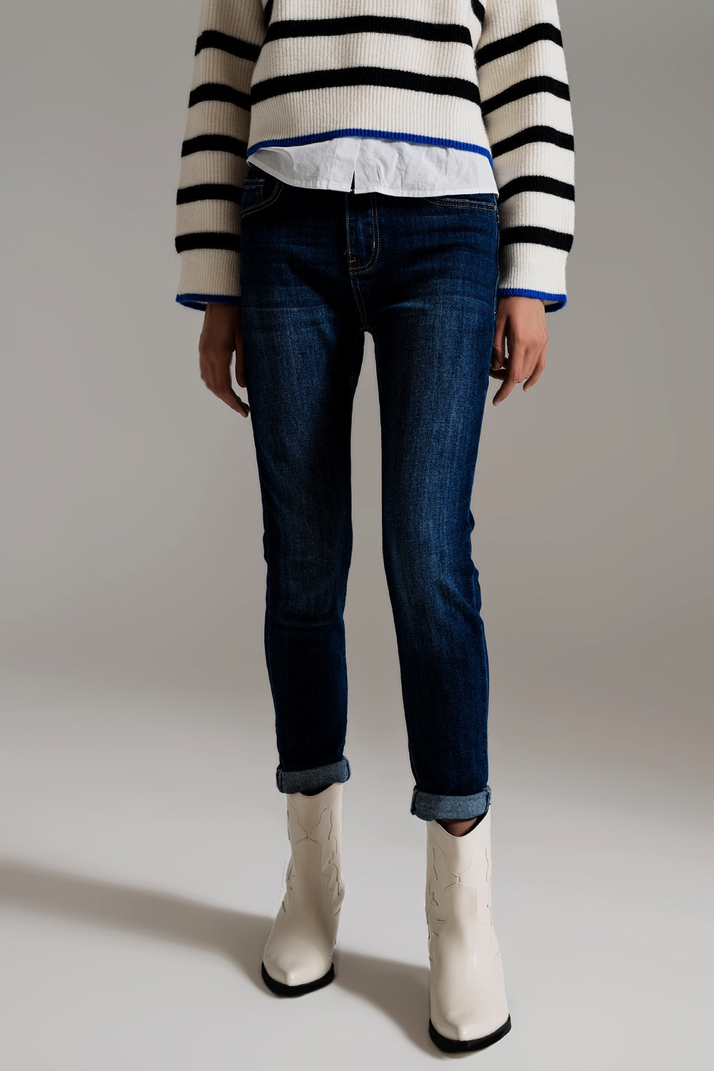 Jean skinny à lavage sombre avec élasthanne élastique