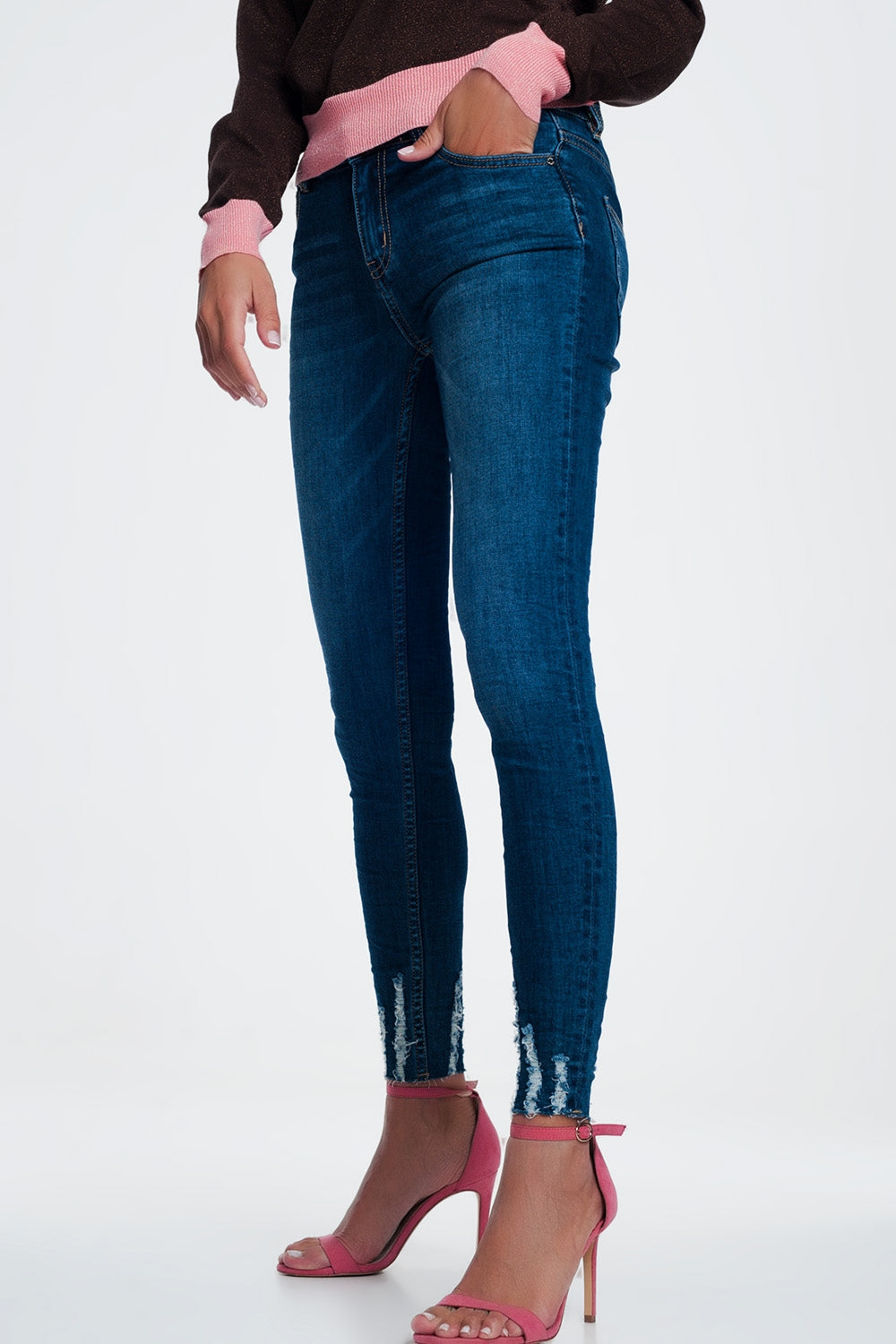 Jean skinny à ourlet brut