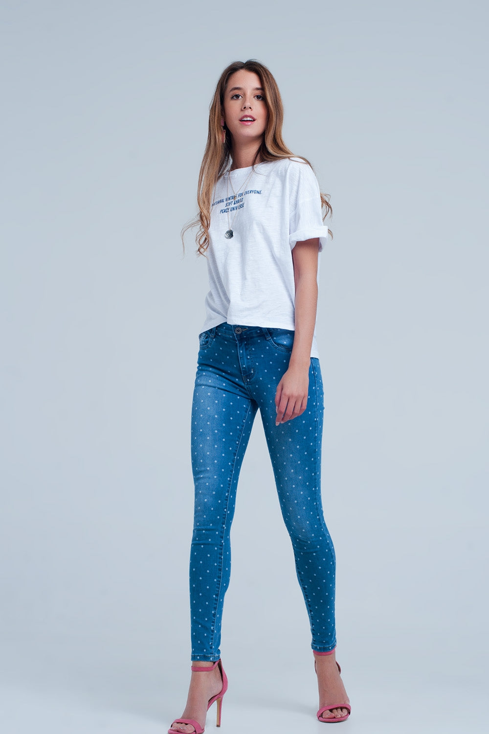 Jean skinny à pois