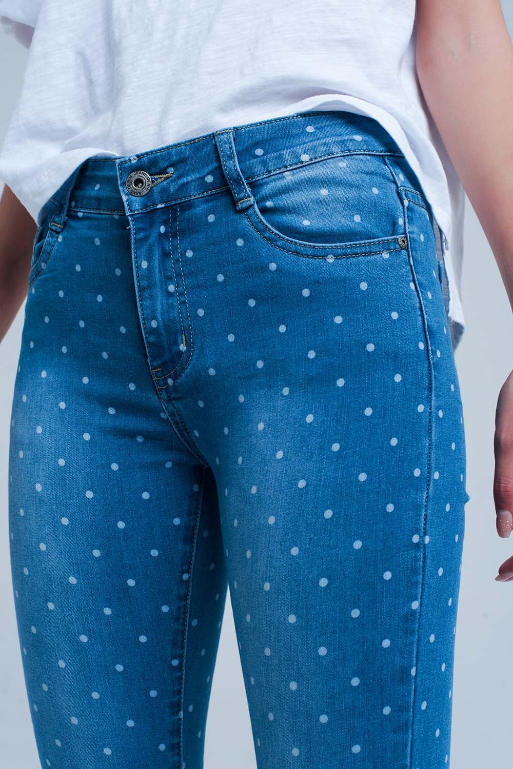 Jean skinny à pois