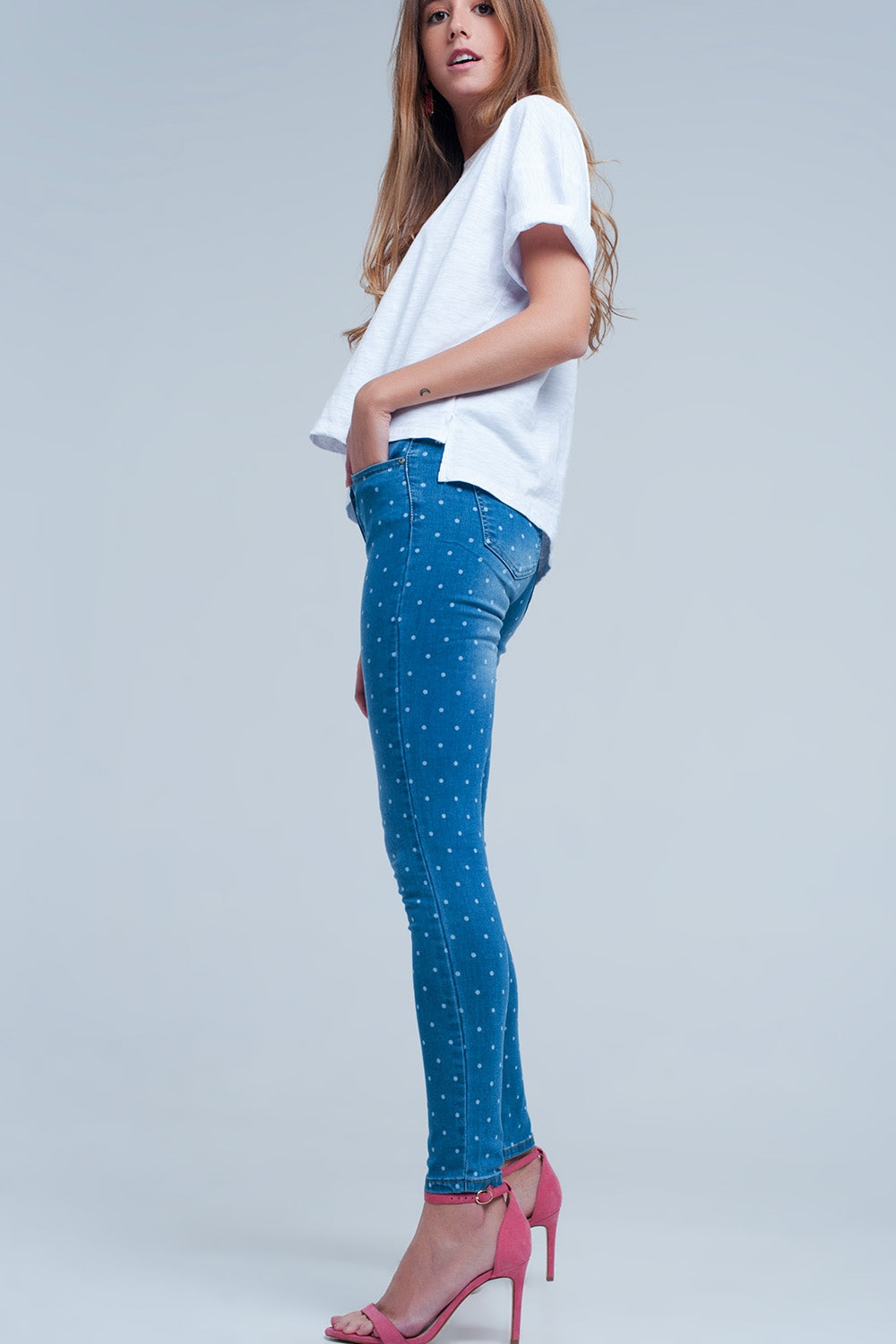 Jean skinny à pois