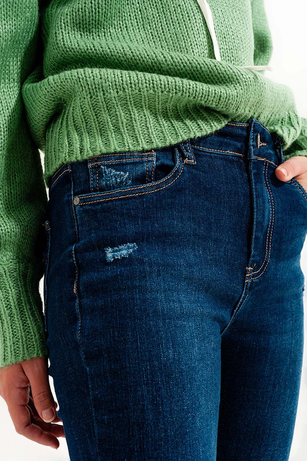 Jean Skinny à revers Bleu moyen