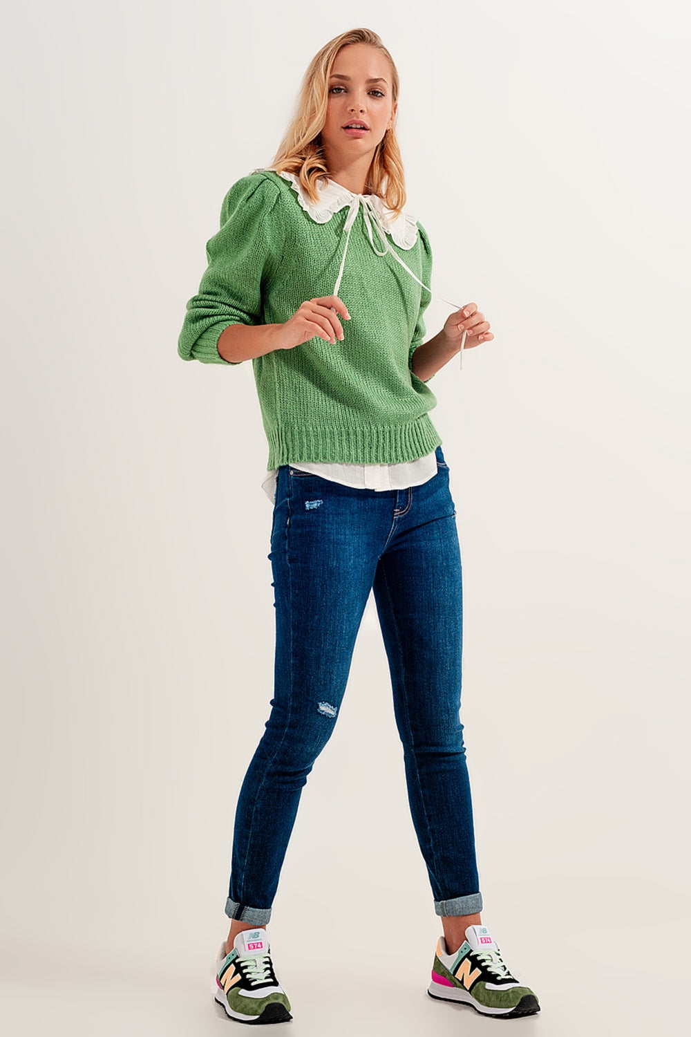Jean Skinny à revers Bleu moyen