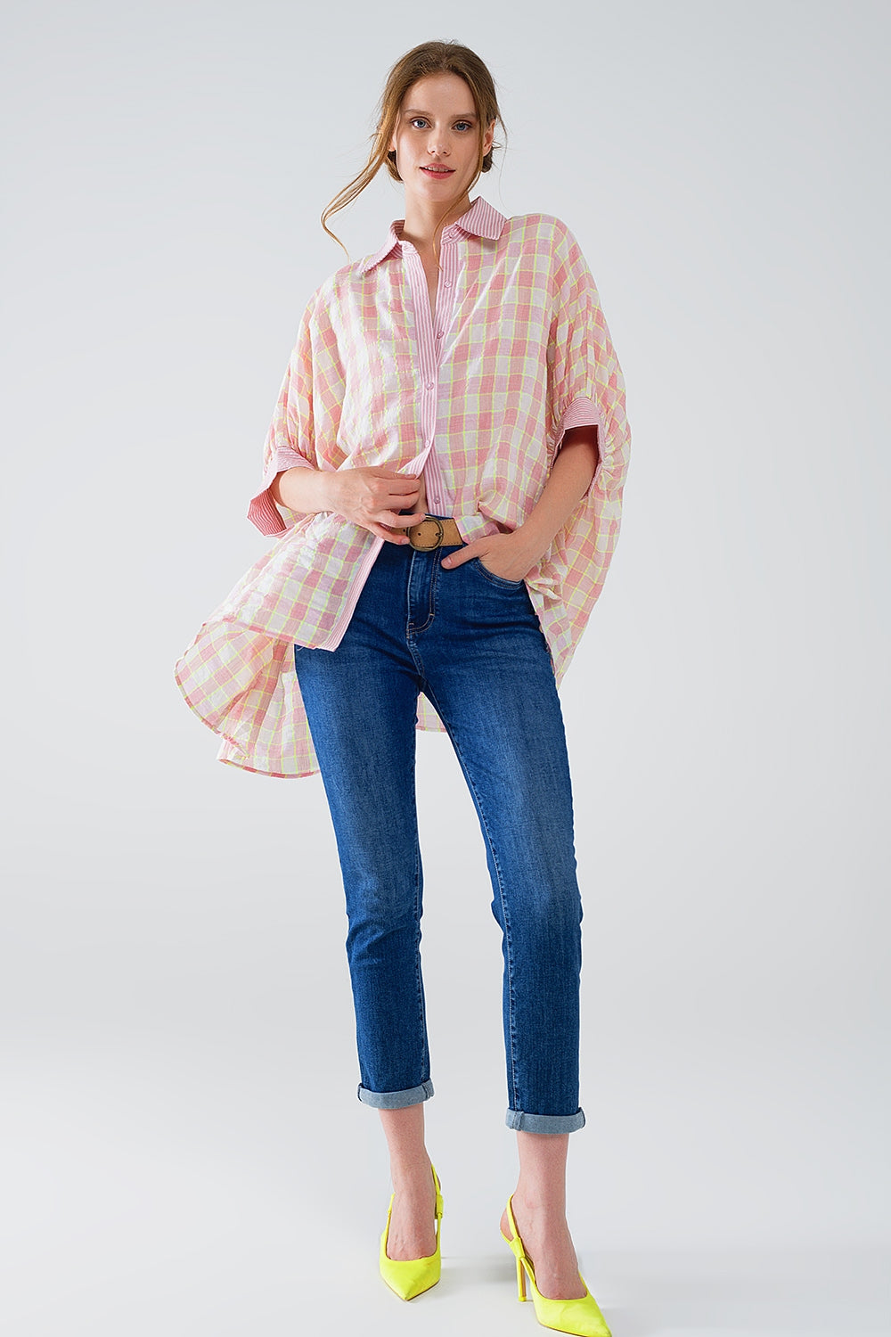 Jean skinny à taille haute délavé foncé avec cinq poches