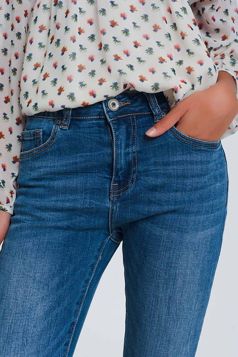 Jean skinny à taille mi-haute - Bleu clair