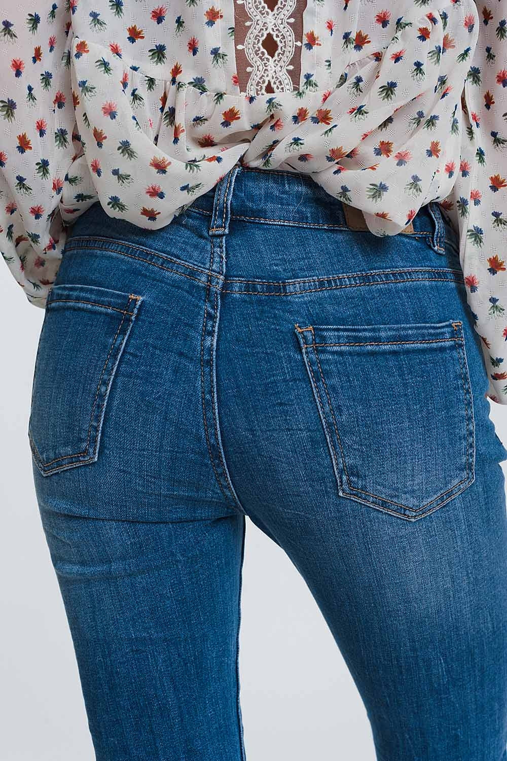 Jean skinny à taille mi-haute - Bleu clair