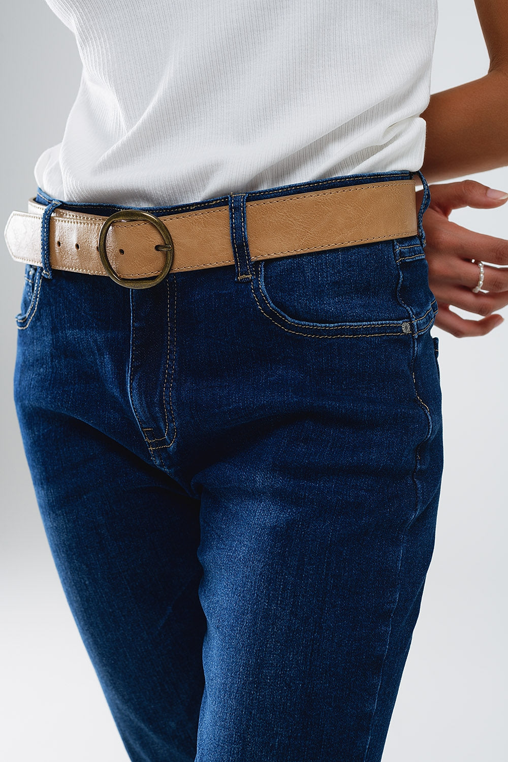 Jean skinny à taille moyenne délavé foncé