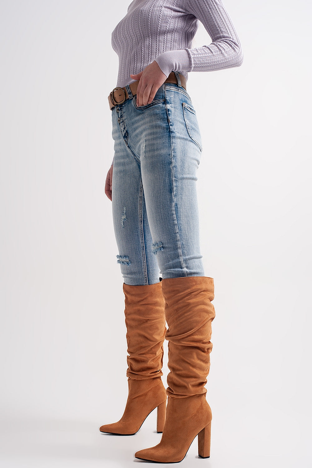 Jean skinny avec boutons visibles Bleu moyen