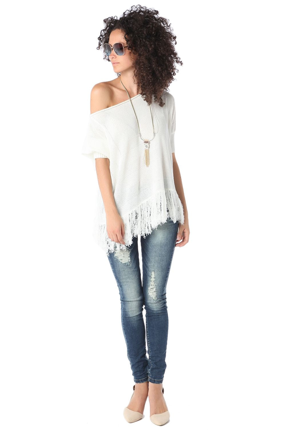 Jean skinny avec déchirures et effet usé