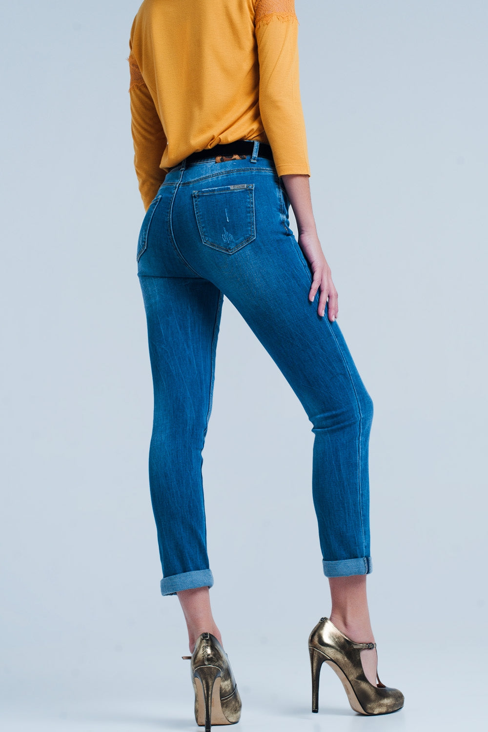 Jean skinny avec détail de léopard
