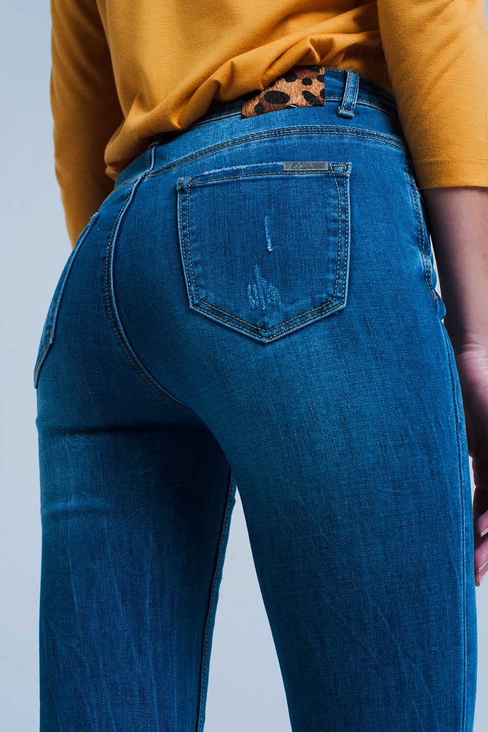 Jean skinny avec détail de léopard