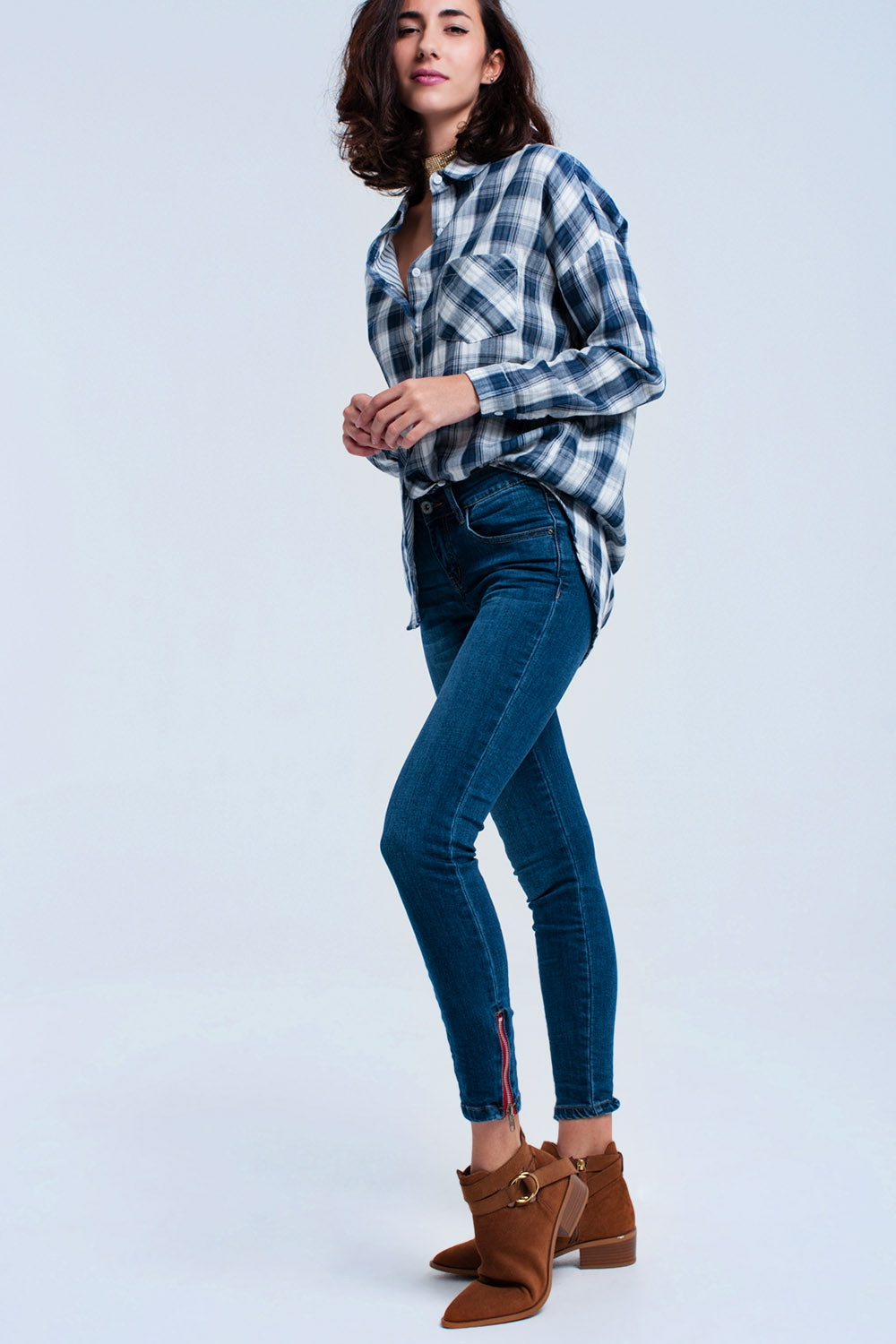 Jean skinny avec fermeture éclair