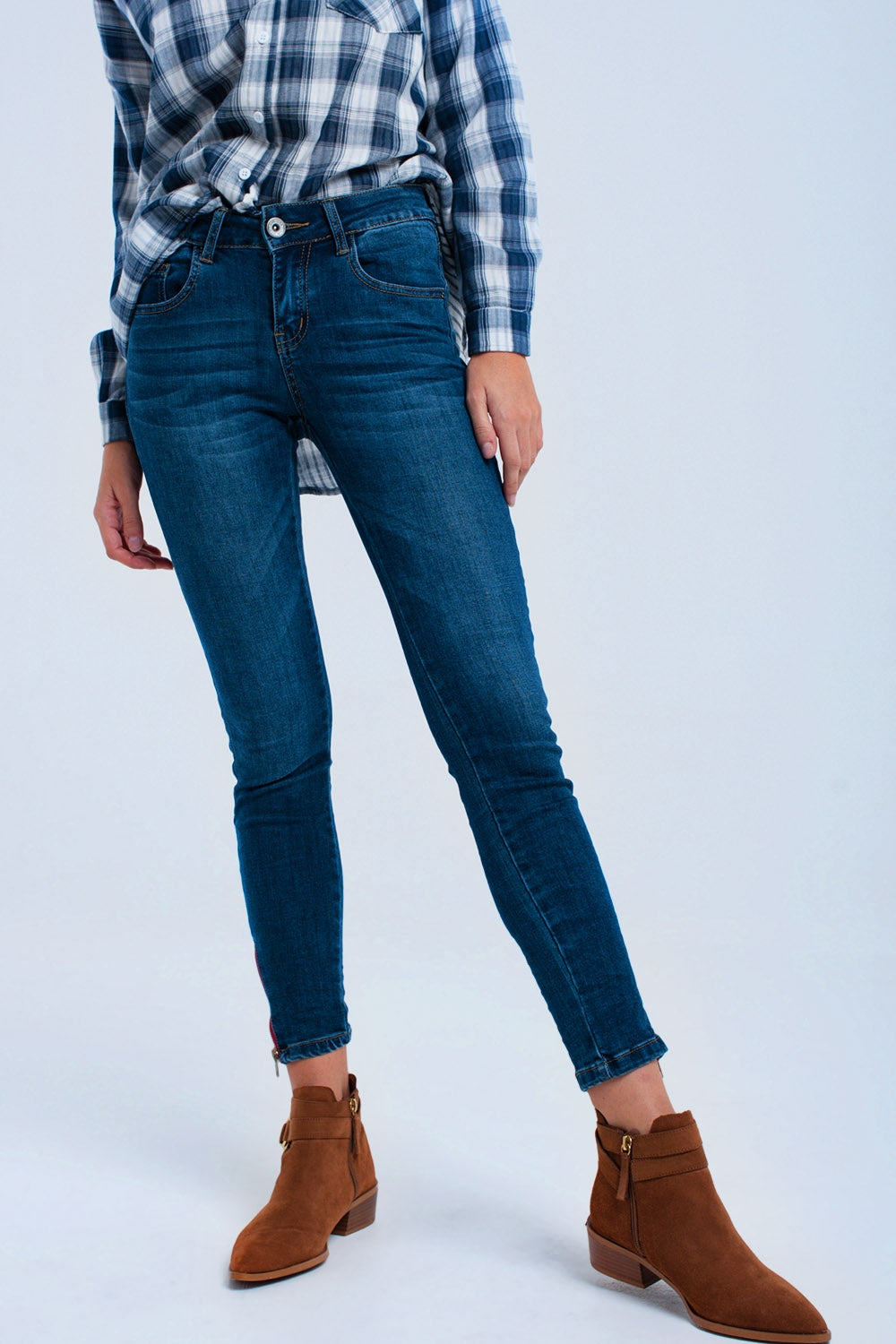 Jean skinny avec fermeture éclair