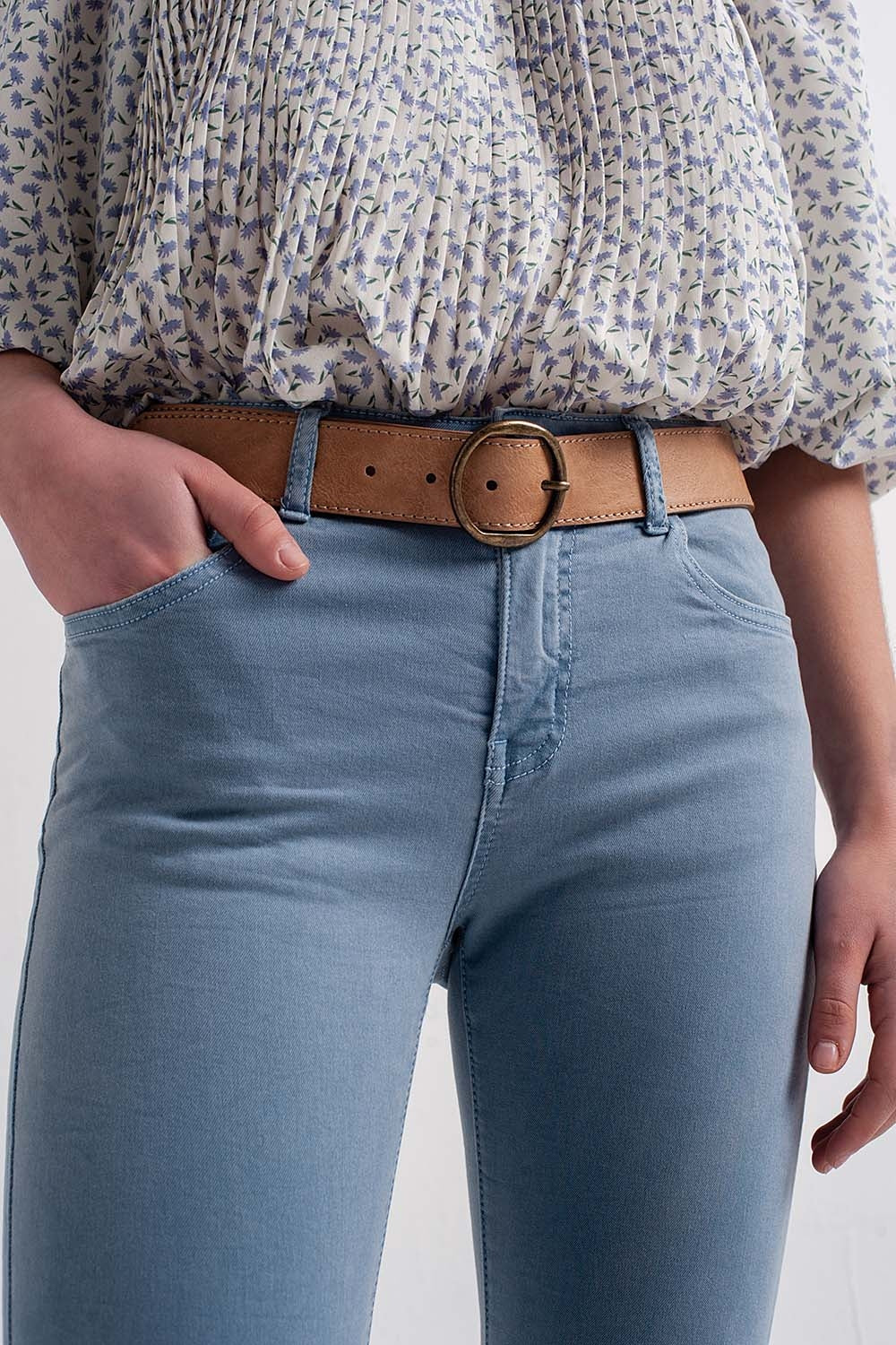 Jean skinny avec genoux déchirés Bleu