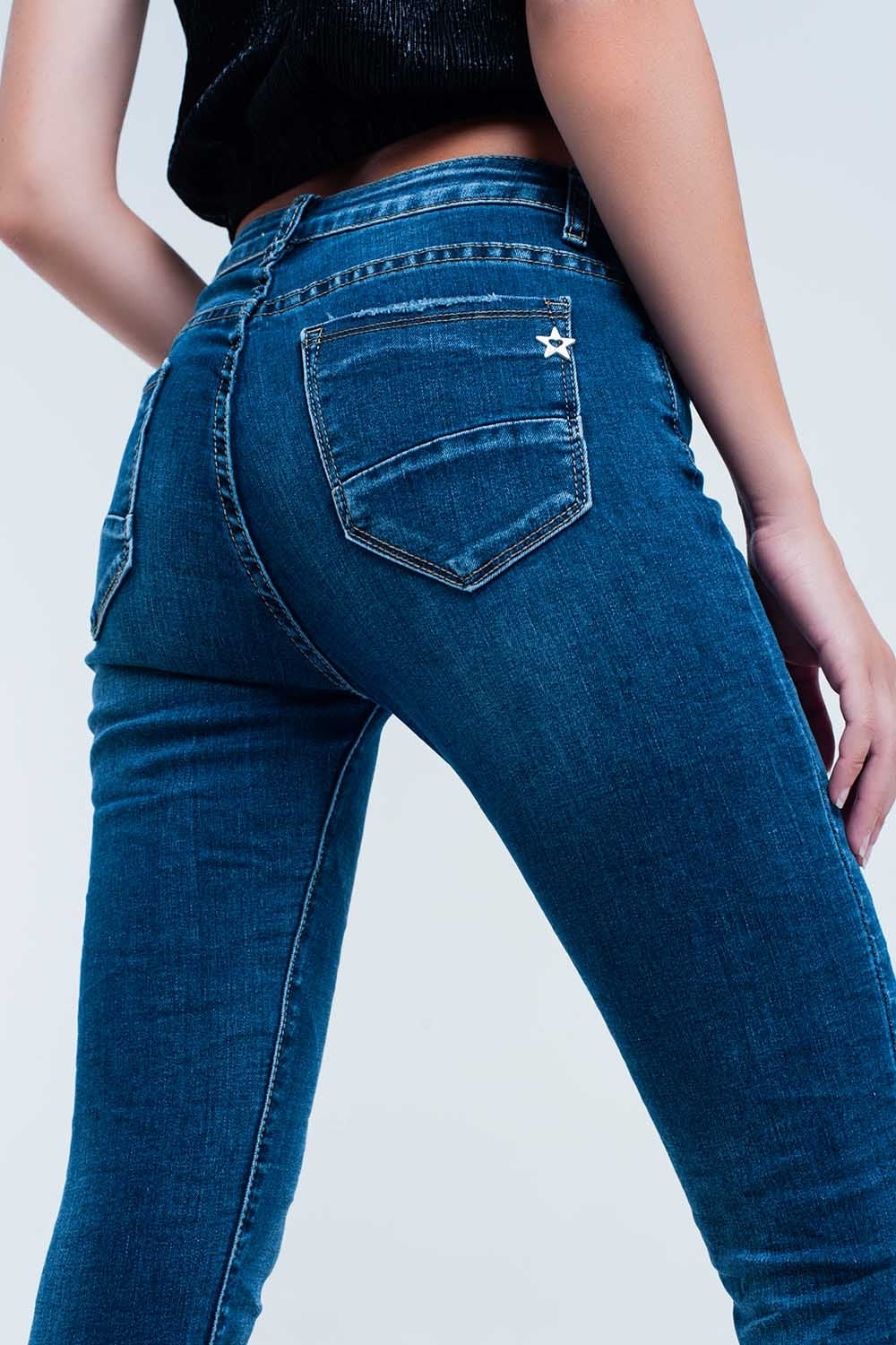 Jean Skinny bleu avec strass