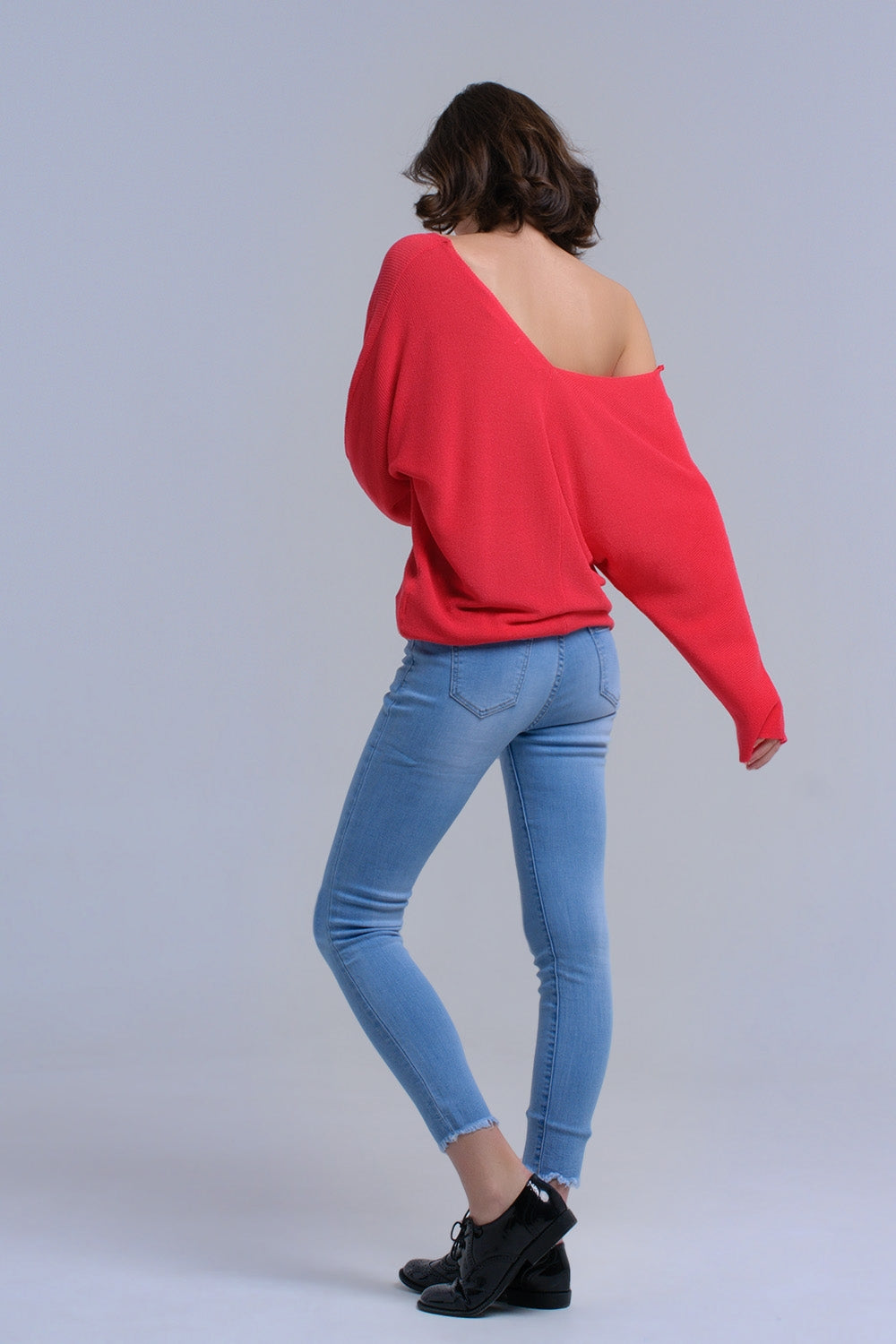 Jean skinny bleu clair avec franges