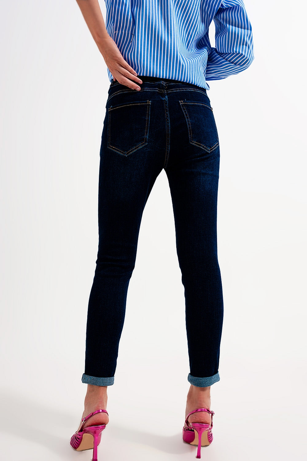 Jean skinny Bleu foncé délavé