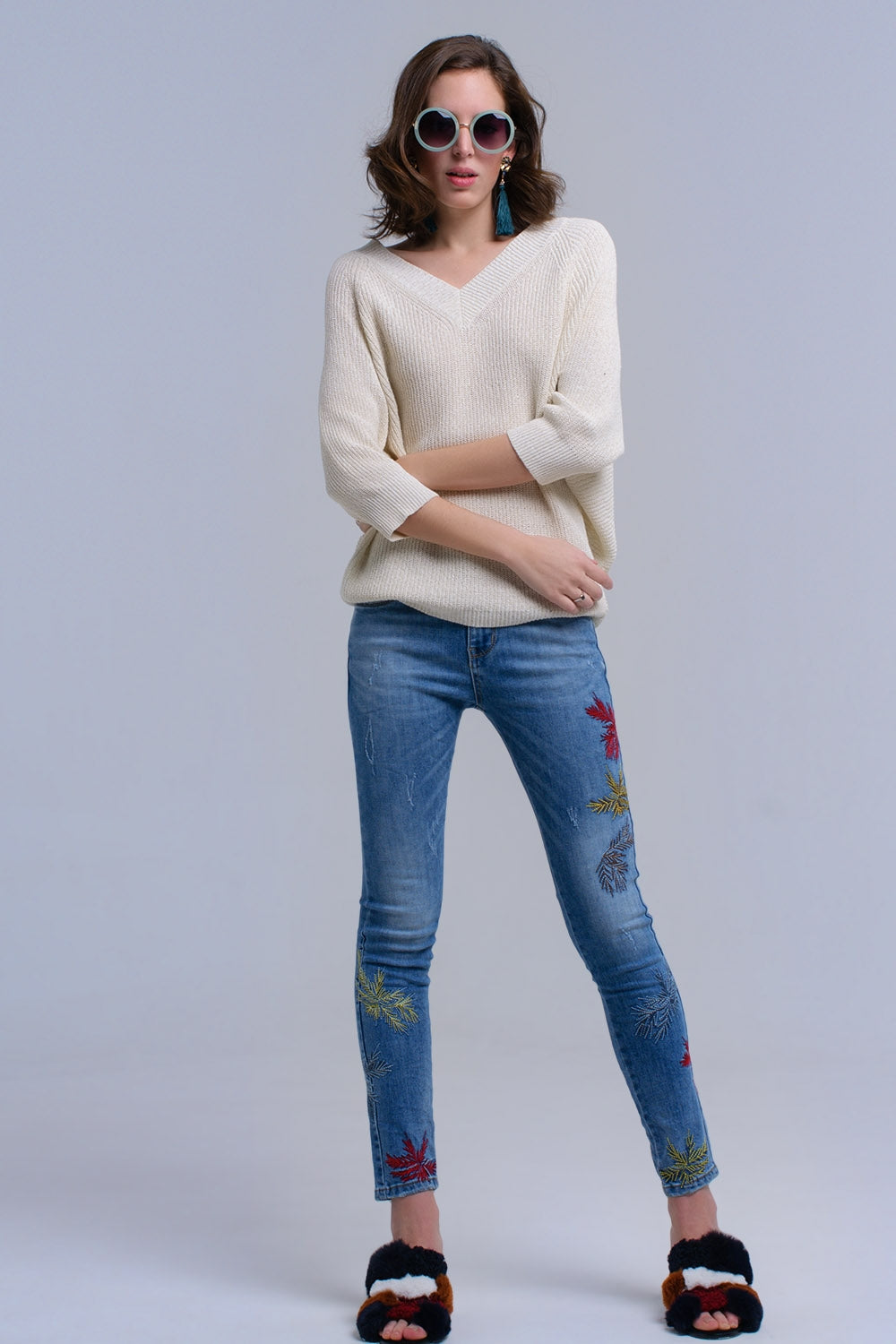 Q2 Jean skinny brodé
