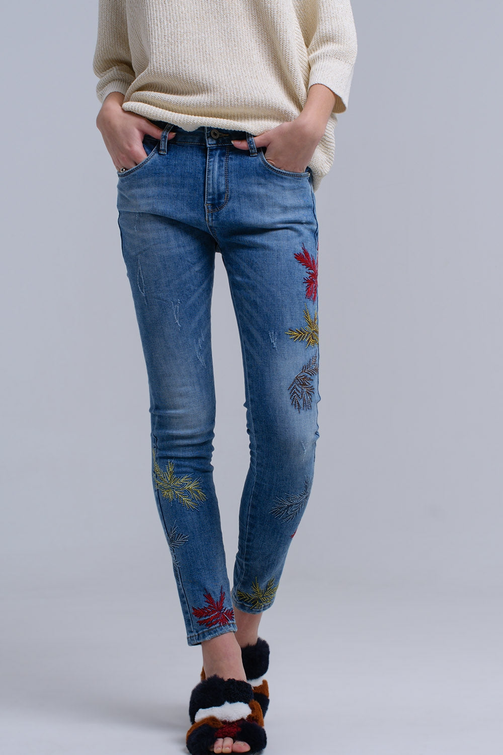 Jean skinny brodé