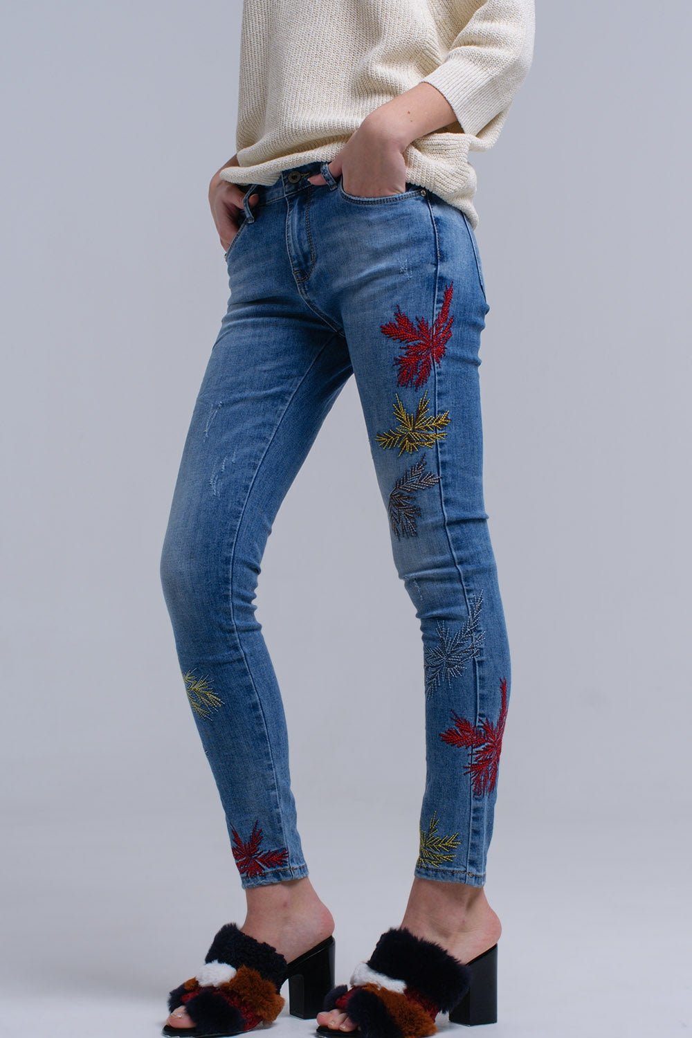 Jean skinny brodé