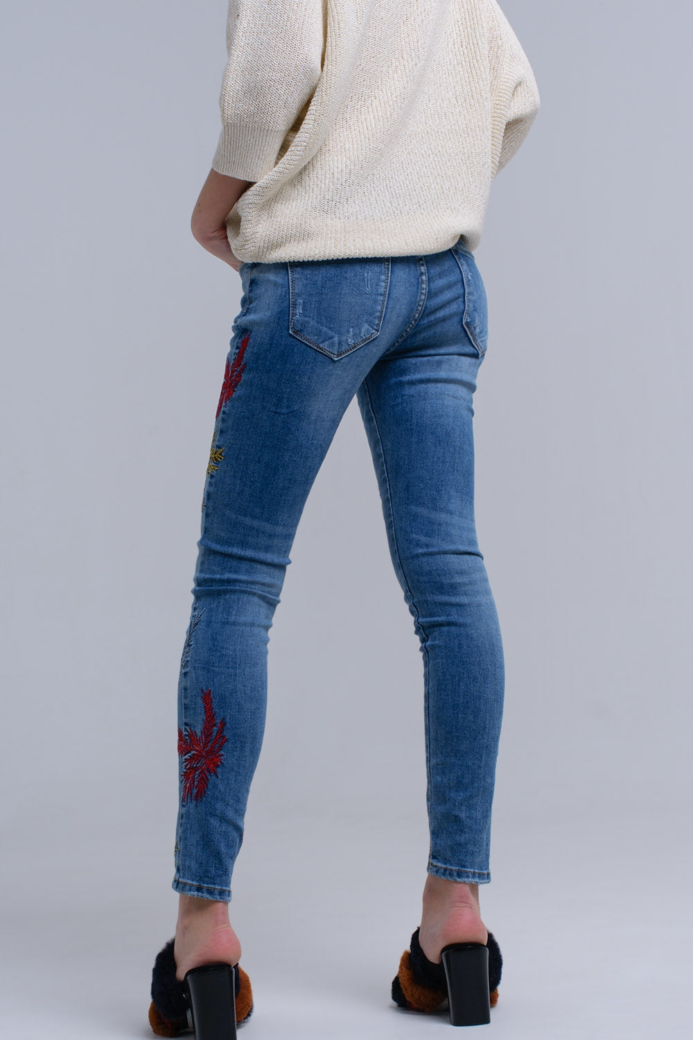Jean skinny brodé