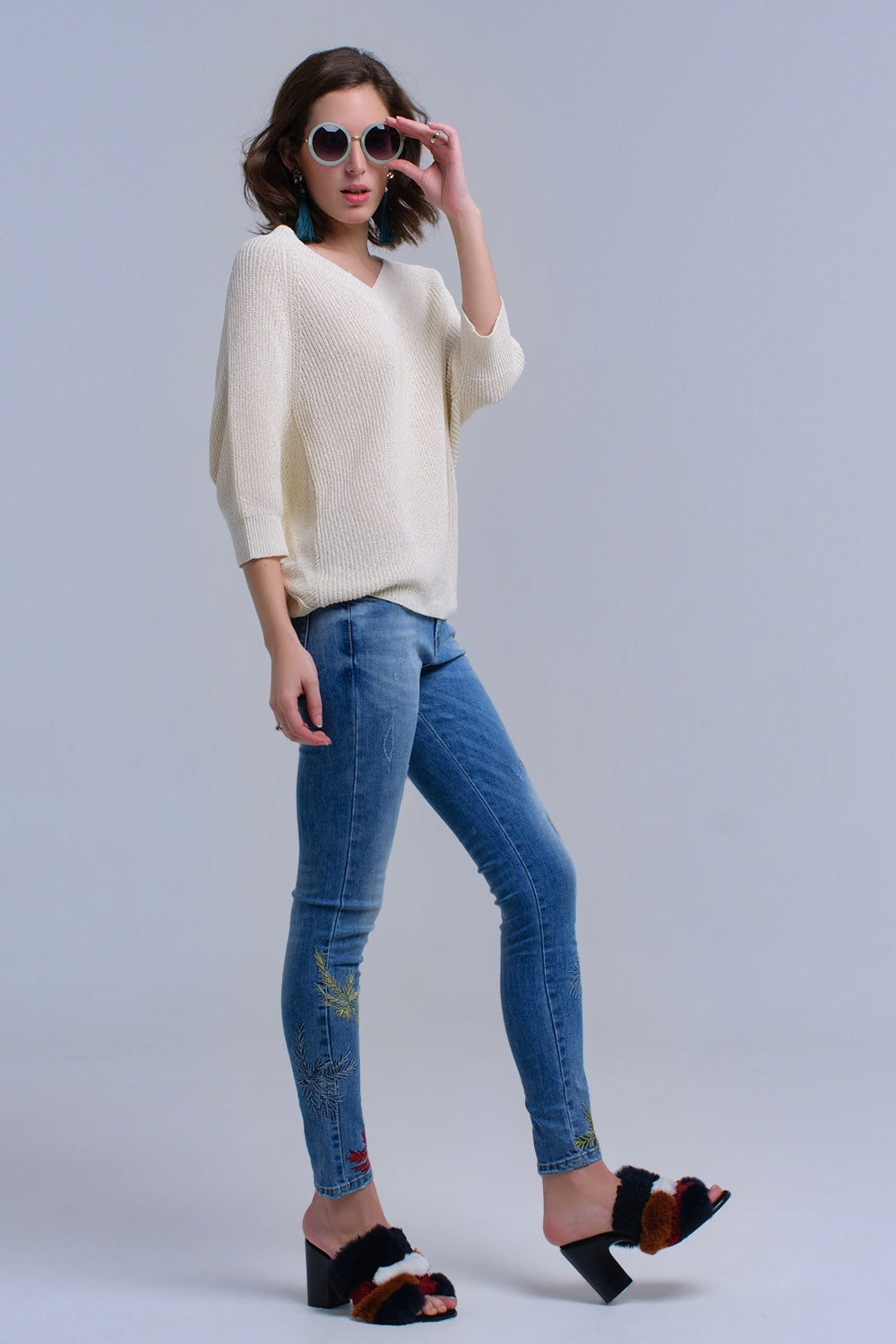 Jean skinny brodé
