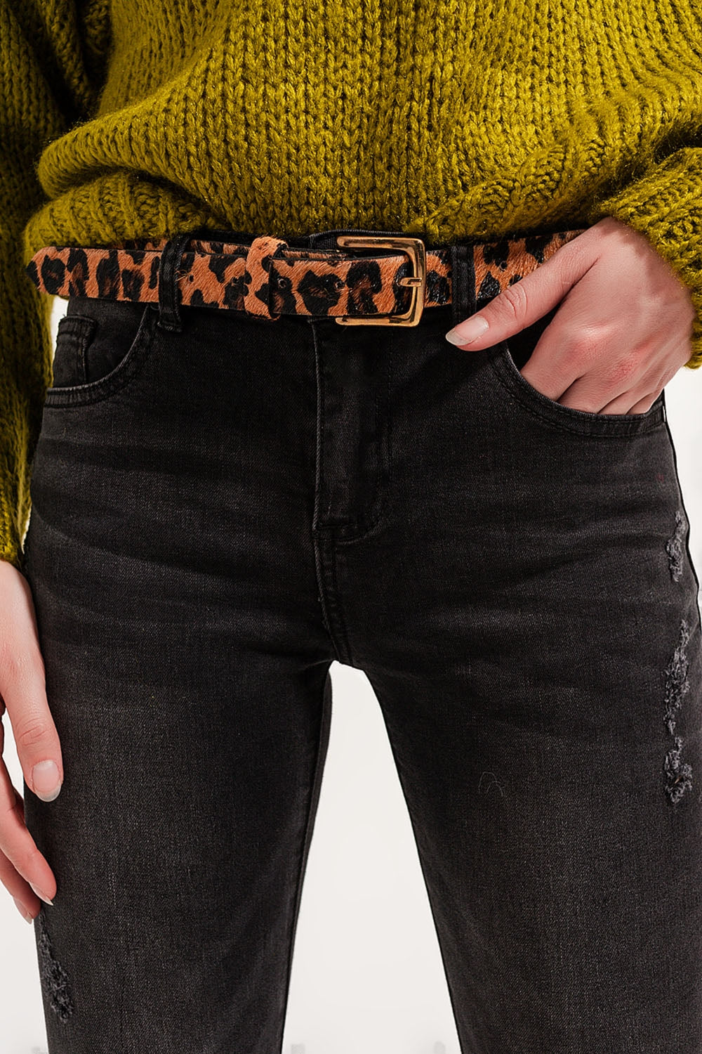Jean skinny coupe classique effet vieilli Denim gris