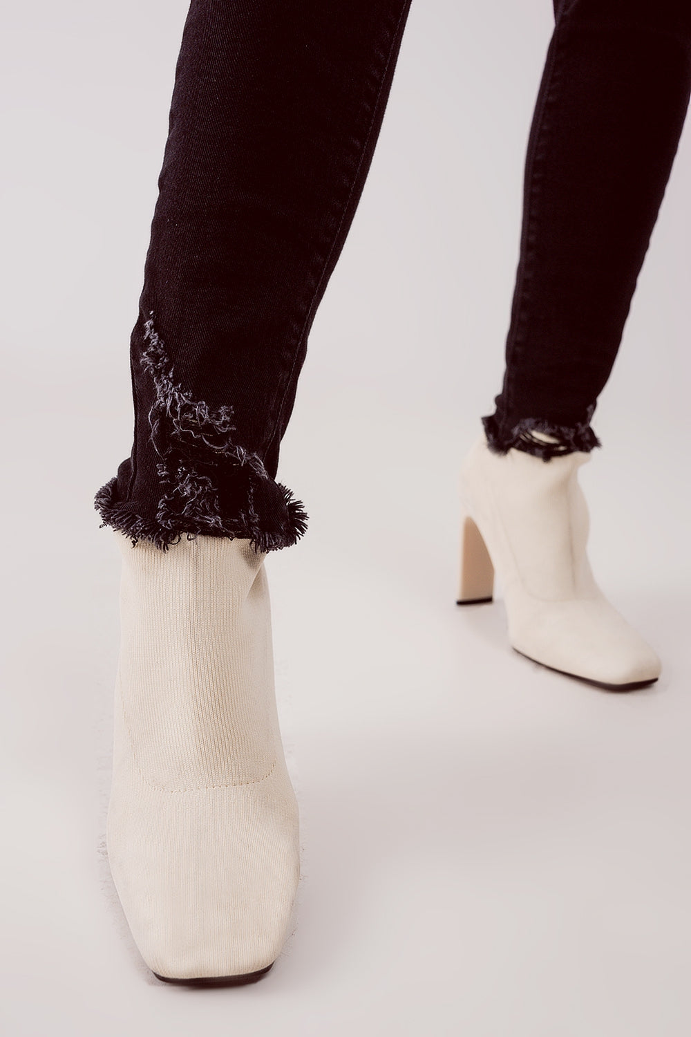 Jean skinny déchiré à taille haute Noir
