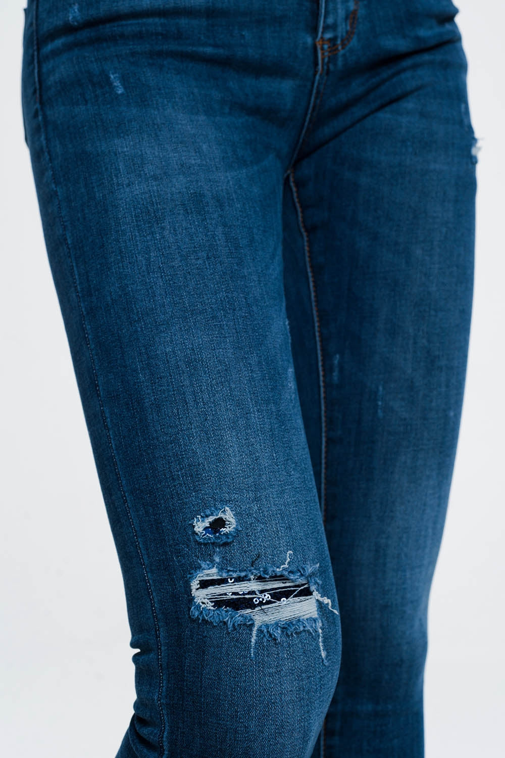Jean skinny déchiré Bleu